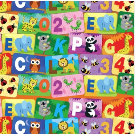 BOBINA 60CM INFANTIL BICHINHOS E LETRAS REF 356