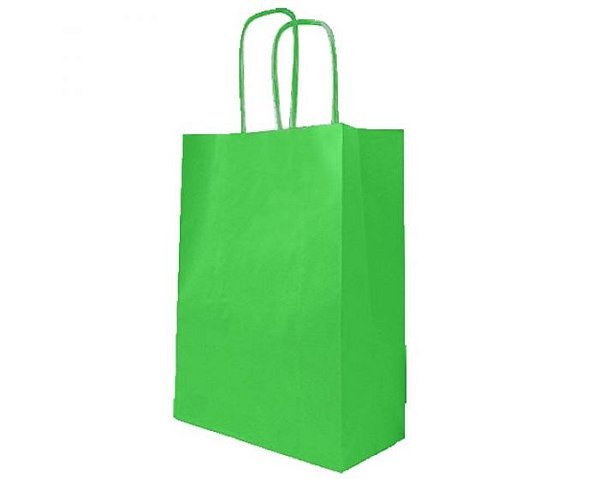 SACOLA PAPEL VERDE LIMAO PP 18X22X9 C/10