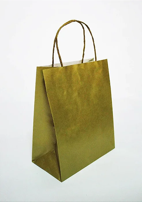 SACOLA PAPEL OURO PP 18X22X9 C/10