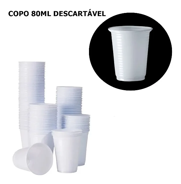 COPO 80ML BRANCO PS C/100 UND