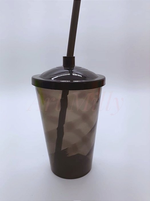 COPO FEST 400ML TAMPA/CANUDO FUME PRETO TPA/CANUDO