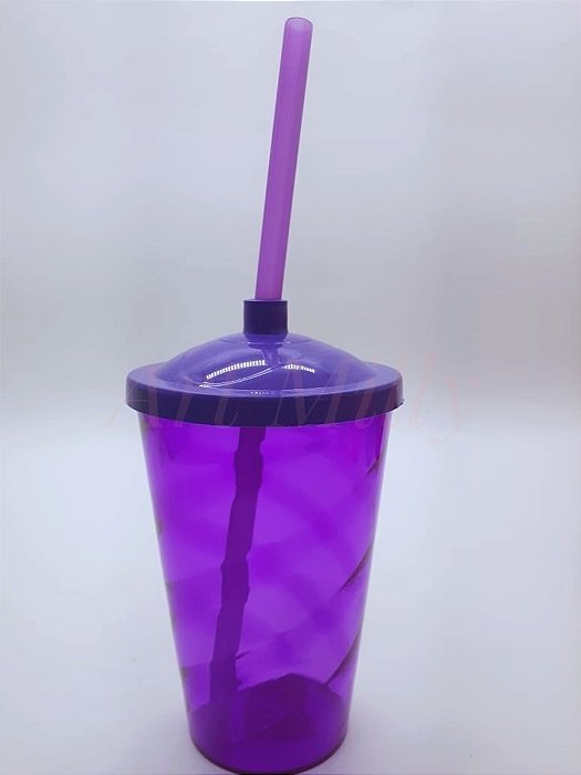 COPO FEST 400ML TAMPA/CANUDO ROXO TRANSPARENTE