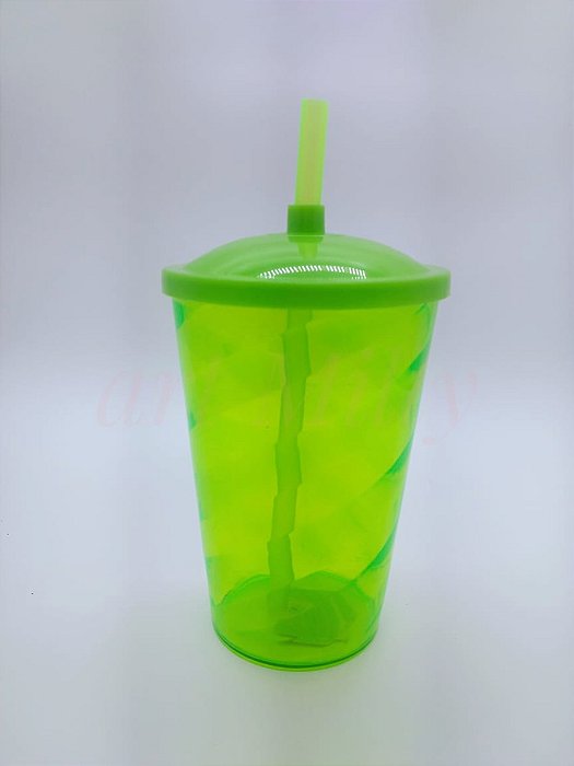 COPO FEST 750ML VERDE FLUOR C/TAMPA E CANUDO
