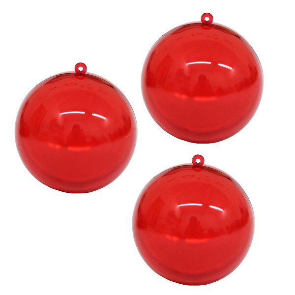 ESFERA VERMELHA TRANSPARENTE C/9UN - 5CM