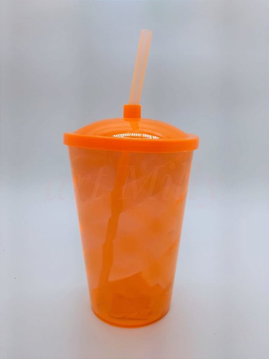 COPO FEST 750ML LARANJA TRANSP TAMPA E CANUDO