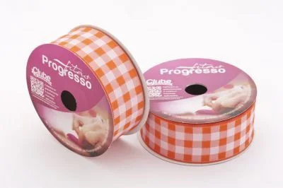 FITA 066 XADREZ BORDADO LARANJA 22MMX10MT