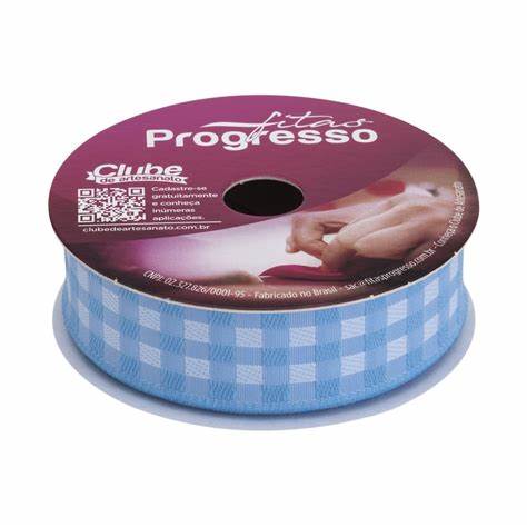 FITA 212 XADREZ BORDADO AZUL BEBE 22MMX10MT