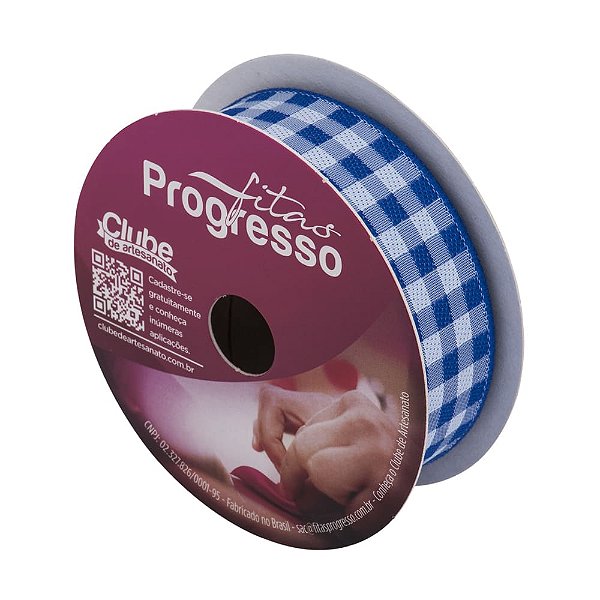 FITA 214 XADREZ BORDADO AZUL ROYAL 22MMX10MT