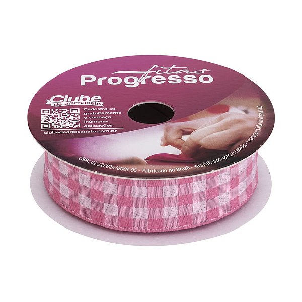 FITA 310 XADREZ BORDADO ROSA BEBE 22MMX10MT
