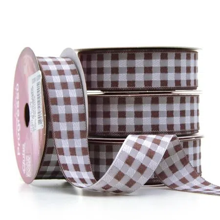 FITA 340 XADREZ BORDADO MARRON 22MMX10MT