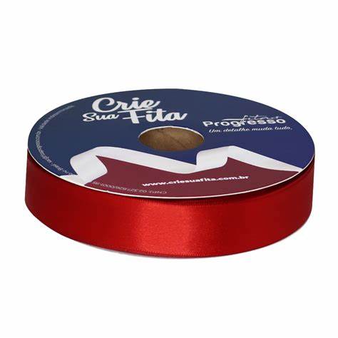 FITA CETIM SIMPLES 209 VERMELHO 22MMX50MT COM IMPRESSAO