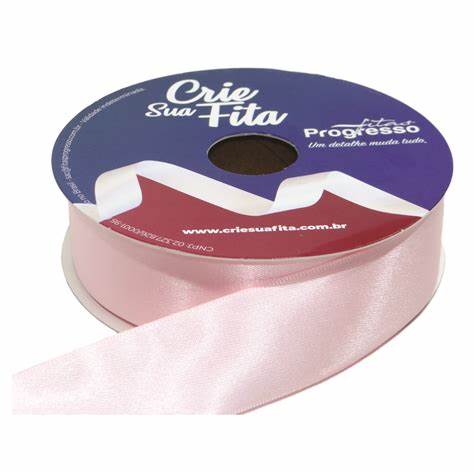 FITA CETIM SIMPLES 206 ROSA CLARO 30MMX50MT COM IMPRESSAO