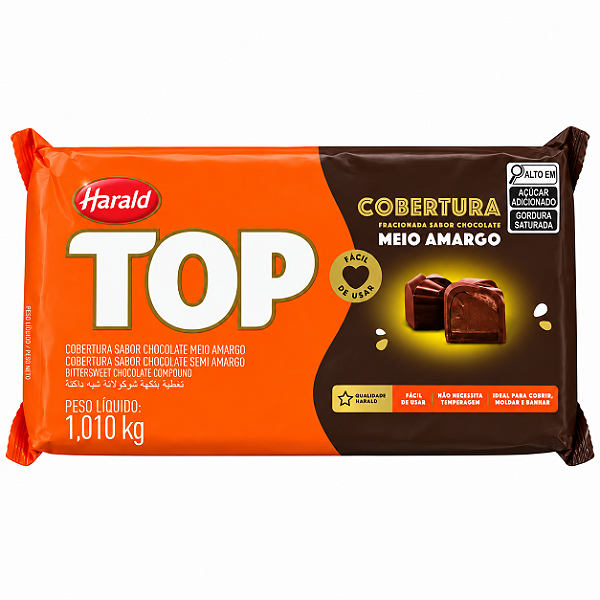 BARRA DE CHOCOLATE MEIO AMARGO 1,010 KG TOP COBERTURA