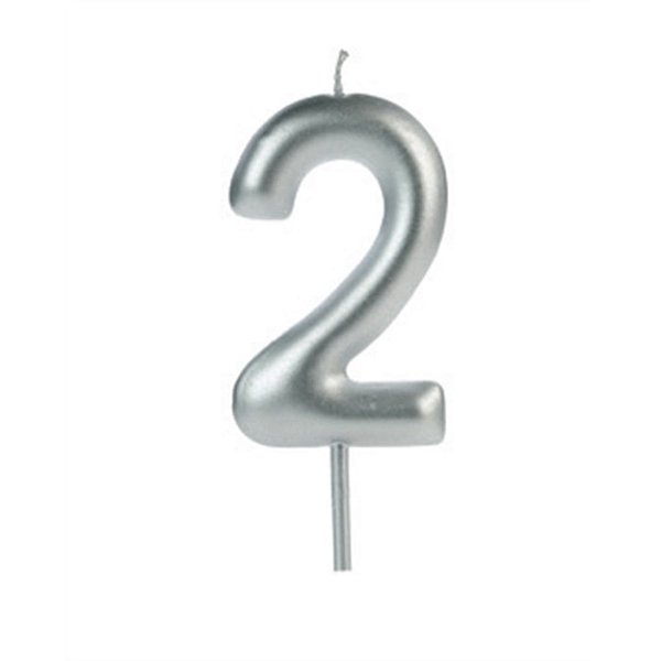 VELA BIG METALIZADA PRATA NUMERO 2