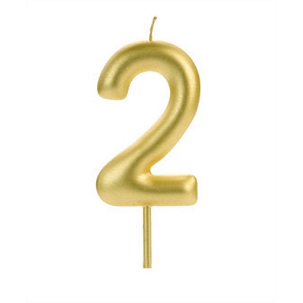 VELA BIG METALIZADA DOURADA NUMERO 2