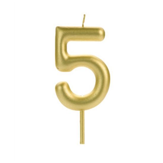 VELA BIG METALIZADA DOURADA NUMERO 5
