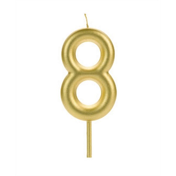 VELA BIG METALIZADA DOURADA NUMERO 8