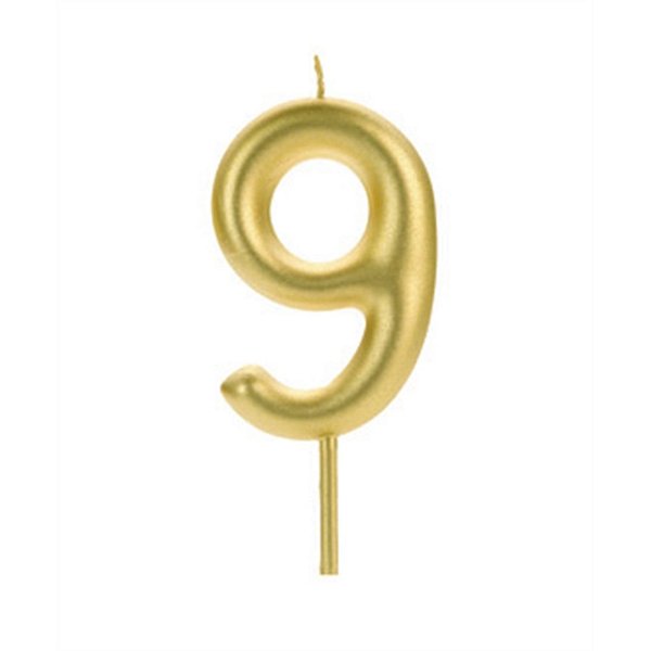 VELA BIG METALIZADA DOURADA NUMERO 9