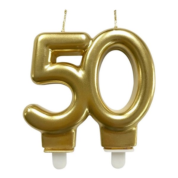 VELA NUMERO 50 COR DOURADA