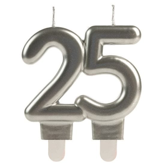 VELA NUMERO 25 COR PRATA