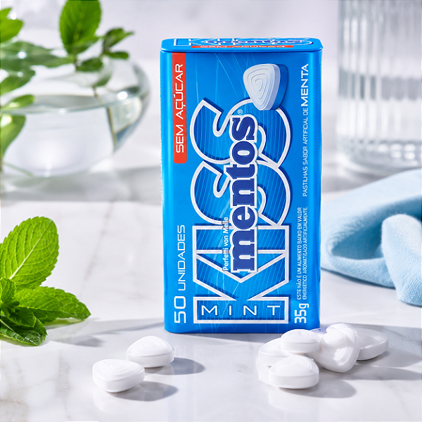 BALA MENTOS KISS MENTA LATA 35GRS