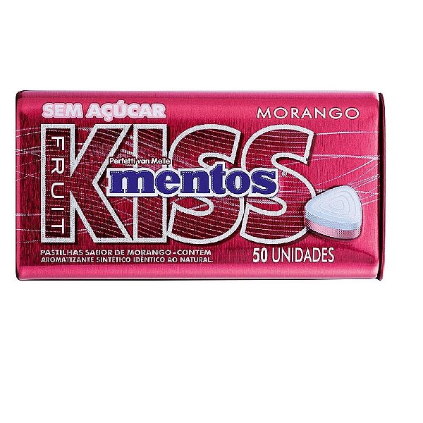 BALA MENTOS KISS MORANGO LATA 35GRS