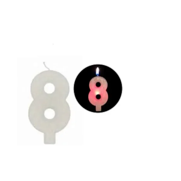 VELA LED BRANCA NUMERO 8