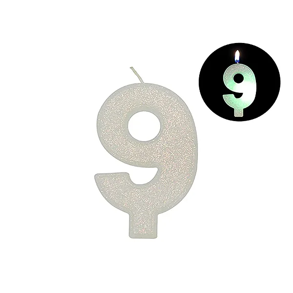 VELA LED BRANCA NUMERO 9