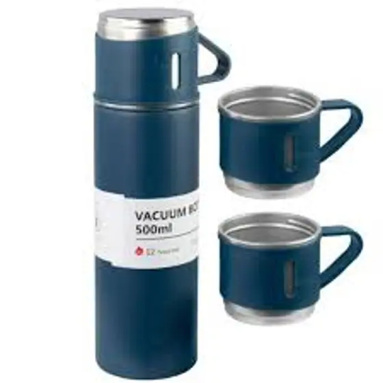 KIT GARRAFA TERMICA INOX 500ML C/3 XICARAS