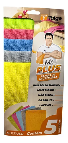 KIT PANO MICROFIBRA MULTIUSO MR PLUS 30X38CM TALGE PCT C/5 UNIDADES