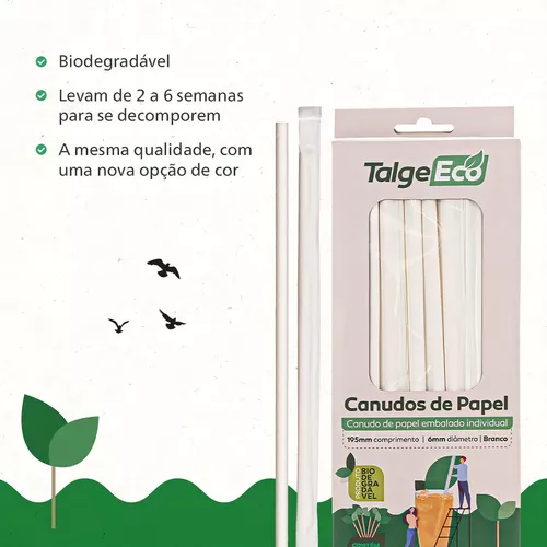CANUDO PAPEL EMBALADO TALGE BRANCO 195MM C100 UNIDADES PCT