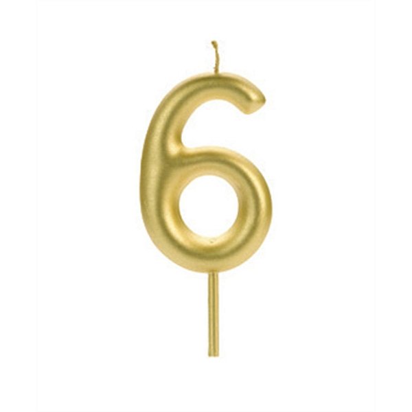 VELA BIG METALIZADA DOURADA NUMERO 6