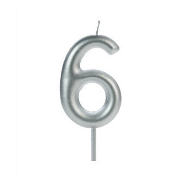 VELA BIG METALIZADA PRATA NUMERO 6