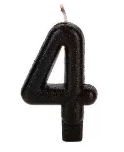 VELA PRETA GLITTER NUMERO 4