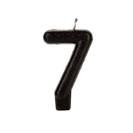 VELA PRETA GLITTER NUMERO 7