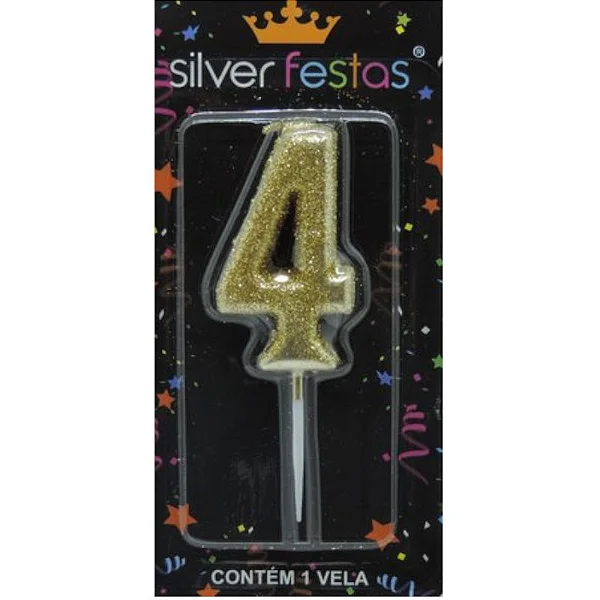 VELA PEQUENA DOURADA GLITTER 4