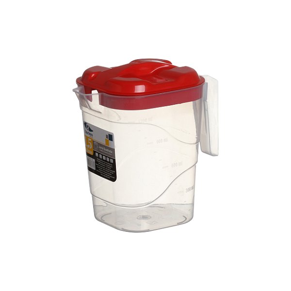 JARRA QUADRADA PLASTICA 1,5LTS TRANSP TAMPA COLORIDA