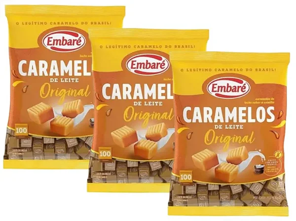 BALA DOCE LEITE CARAMELOS LEITE ORIGINAL 600GRS/ 100 UNIDADES