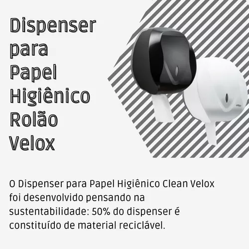 DISPENSER PAPEL HIG ROLAO 300MTS VELOX PRETO