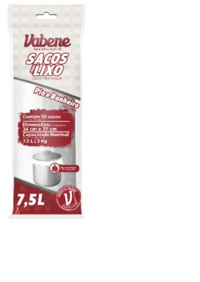 SACO LIXO BRANCO PARA PIA E BANHEIRO 34X38 7,5L C/50 SACOS