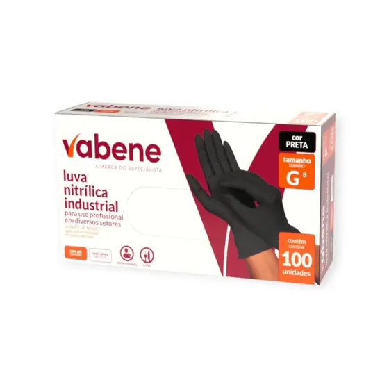 LUVA NITRICA INDUSTRIAL PRETA VABENE G C/100 UN