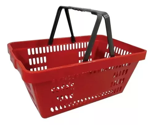 CESTA MERCADO VERMELHA C/ALCA PLASTICA