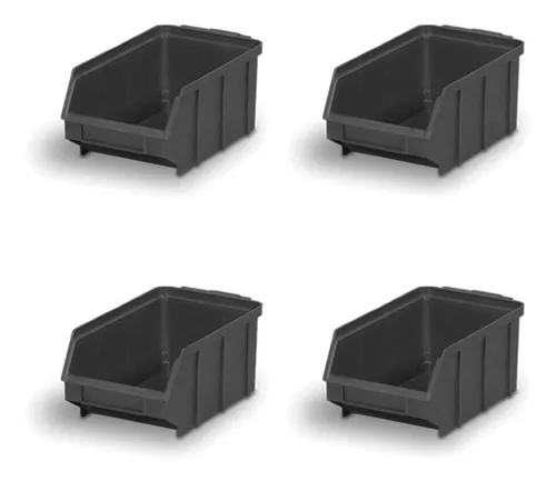 GAVETEIRO BIN MOD 4 PP RECICLADO PRETA S/TRAVA 21X13X9