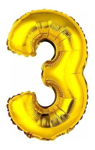 BALAO METALIZADO DOURADO 75CM N.3