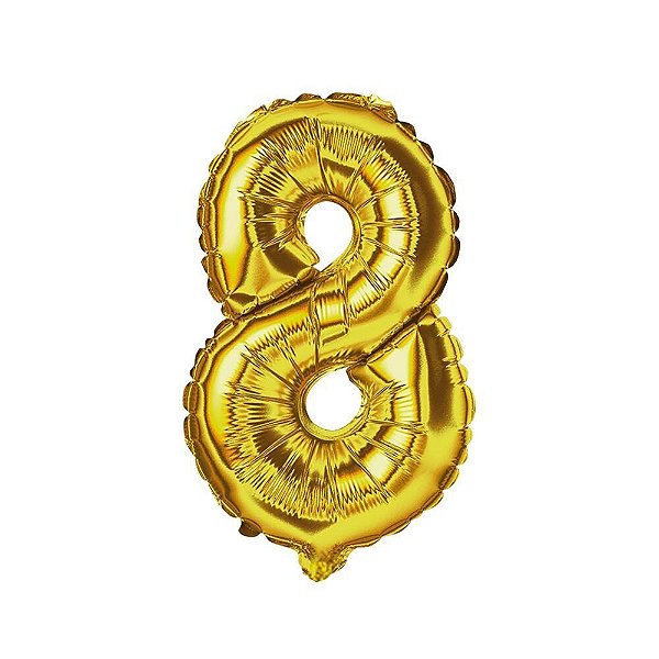 BALAO METALIZADO DOURADO 75CM N.8