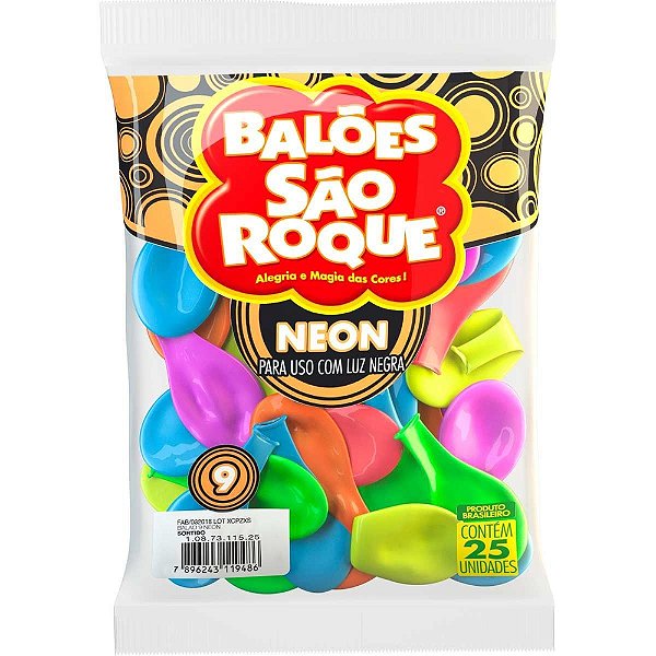 BALAO 9 NEON SORTIDO C/25 UNIDADES