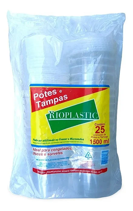 KIT POTE E TAMPA 1500ML C/15 UNIDADES