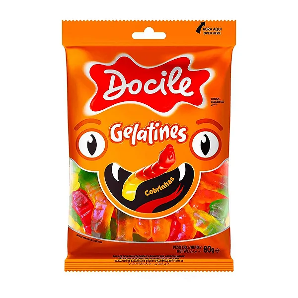 BALA GELATINES COBRINHAS DOCILE 80GRS