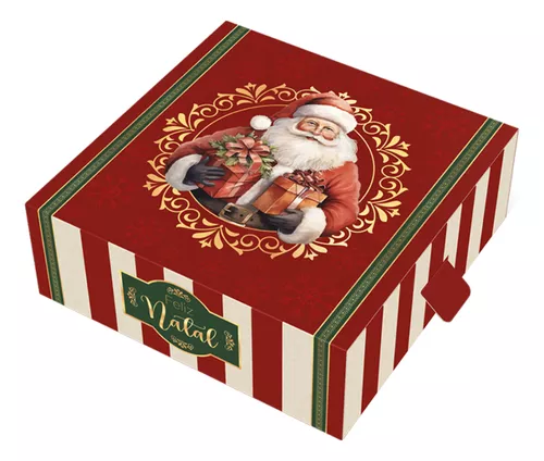 CAIXA GAVETA P/9 DOCES C/PUXADOR NATAL NOEL PCT C/10 UNIDADES