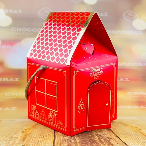 CAIXA MINI PANETONE CASINHA NATAL CLASSICO C/5 UNIDADES